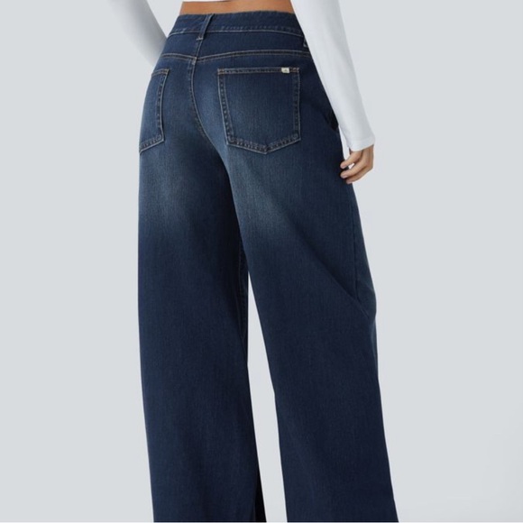 Halara Flex™ Asymmetric Low Rise Baggy Wide Leg Washed Casual Jeans - Picture 3 of 13